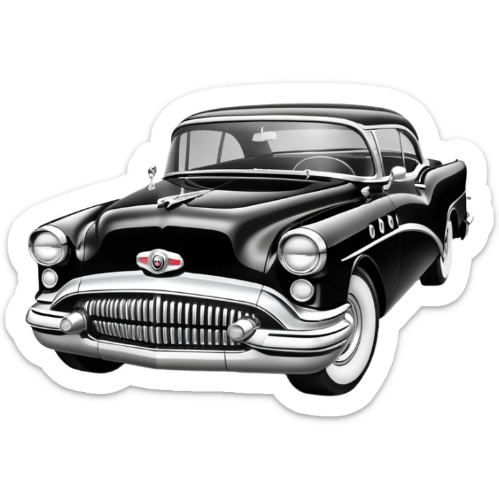 vintage hot rod, based on 1956 Buick Century, monochrome black and white sticker