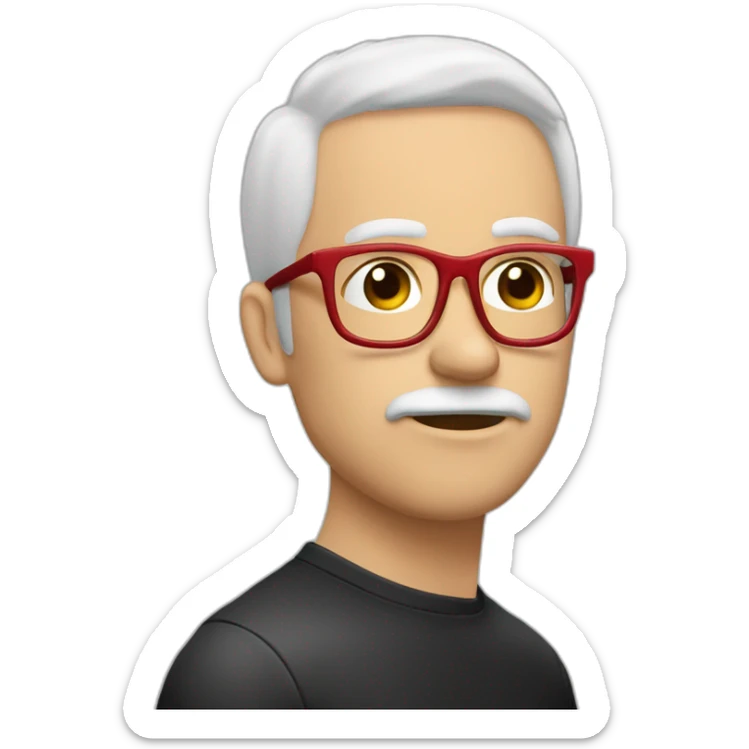 Cara Hombre blanco triste pelo canoso de punta gafas rojas y negras sticker