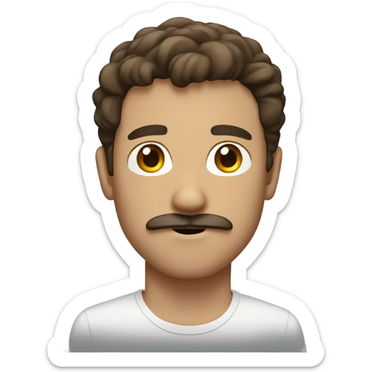 Brown hair guy with mustache sticker