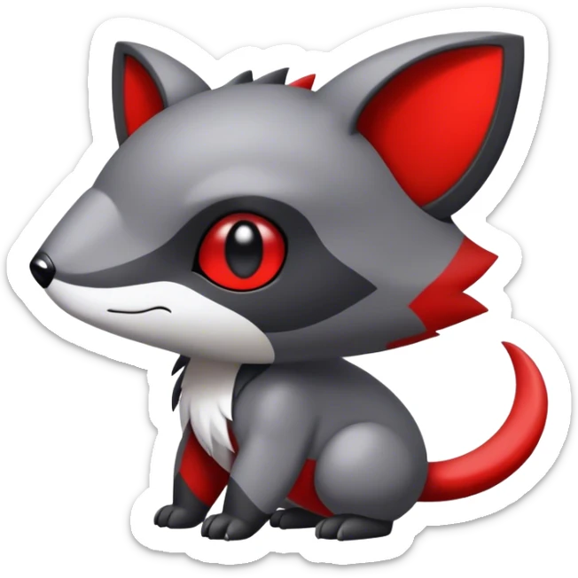 Cute cool black red white grey animal hybrid Fakemon full body sticker