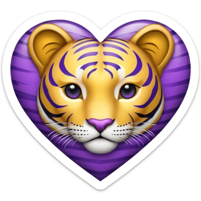 heart emoji with purple and gold tiger stripes sticker