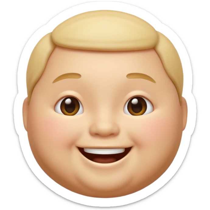 A 3D emoji in iOS emoji aesthetic style of a chubby person with round cheeks and a happy smile, soft and friendly expression, smooth glossy texture, minimal white background. sticker