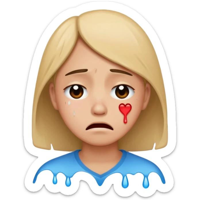 cry from the bottom of their hearts, with the broken heart emoji sticker