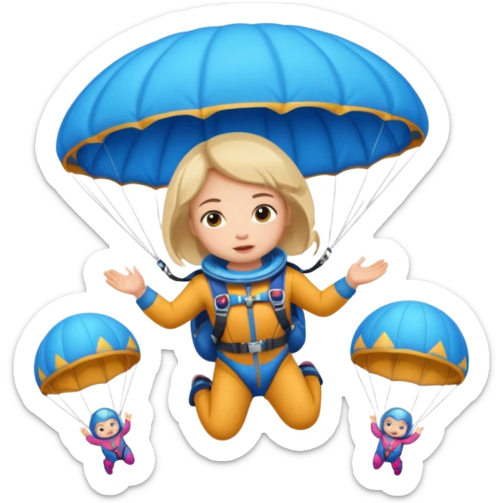 Skydiving girl baby shaman with parachute and UFO blue sticker