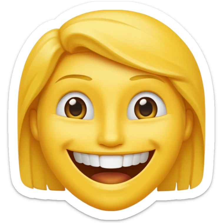 Emoji tête jaune avec un sourire et le doigt devant les dents  sticker