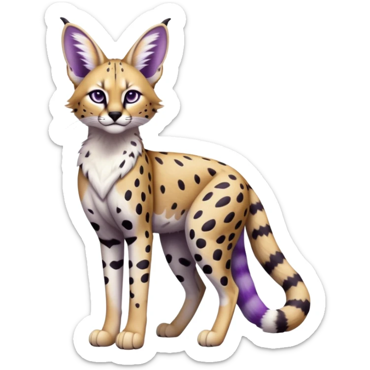 Epic Edgy Black White Purple ethereal Serval-Fionbri full body sticker
