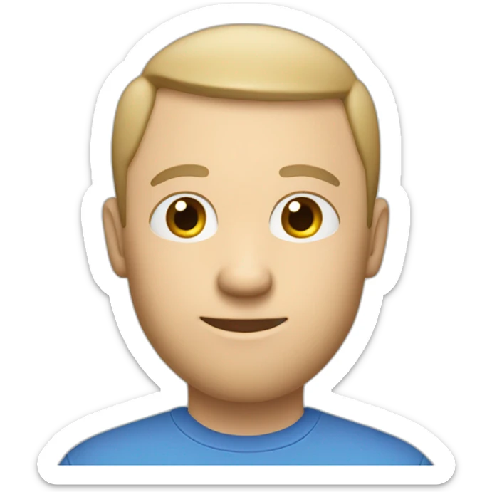 white male with small beard and almost bald  smart casual blue shirt holding papers full profile sticker