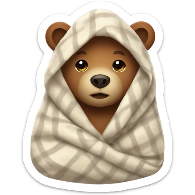 bear cozy in blanket sticker