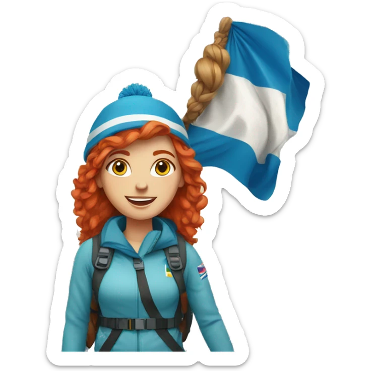 a red hair female on everest with greek flag sticker