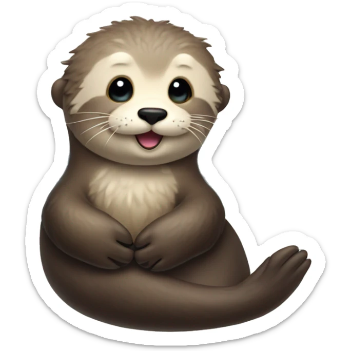 Sea otter with fairy wings listing to music sticker