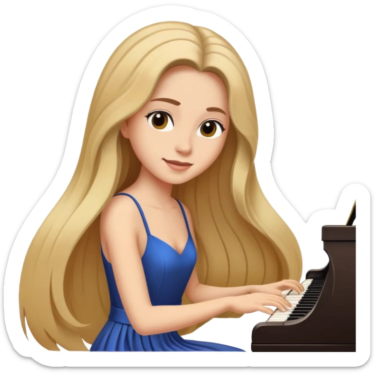 woman with very long flowing hair playing the piano sticker