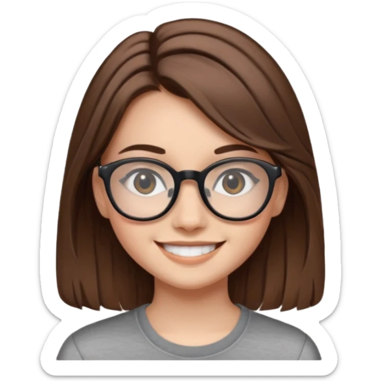 ragazzina di 16 anni castana capelli lunghi con occhiali neri  sticker