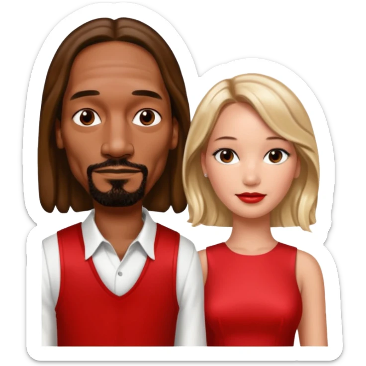  snoop dogg and Jennifer Lawrence in red dress sticker