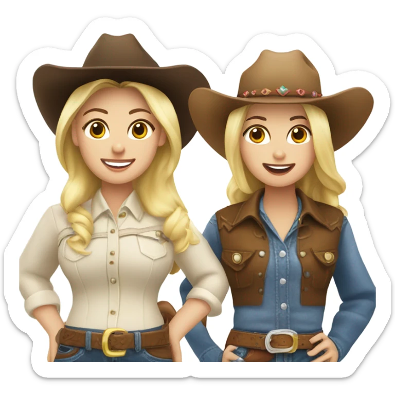 Two blonde cowgirls and one brunette cowgirl sticker