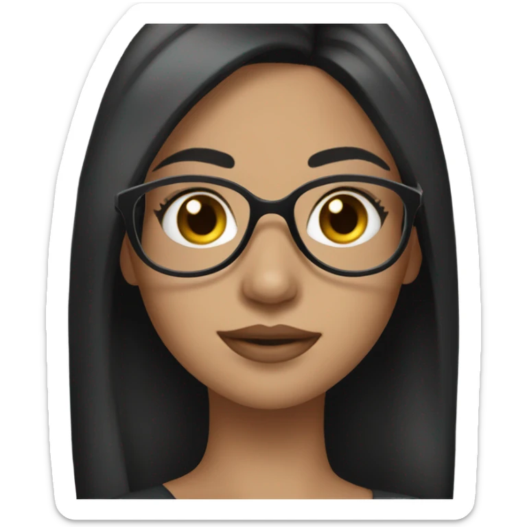 Girl with makeup & black long straight hair with glasses pretty sticker