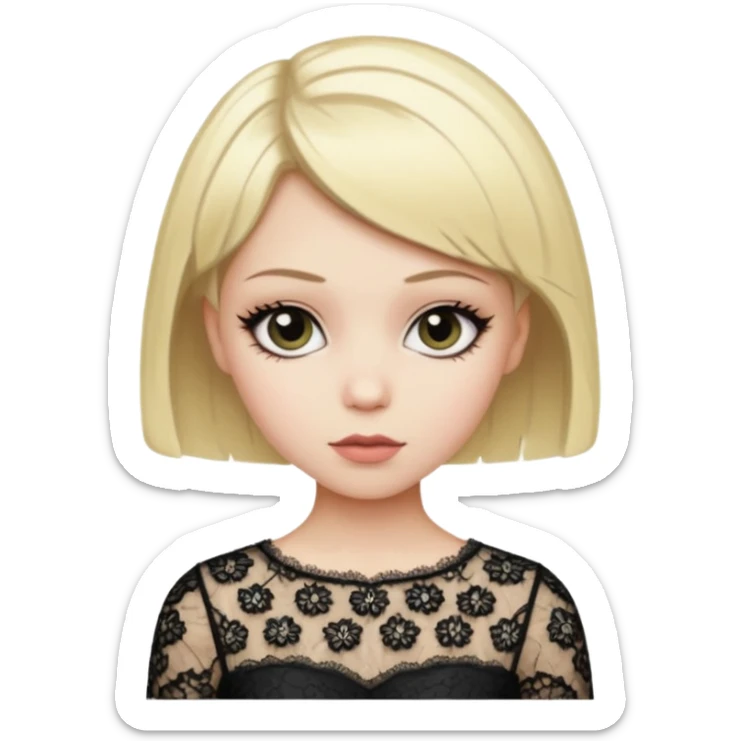 pretty short hair gothic blond baddie with eyeliner lace clothes sticker