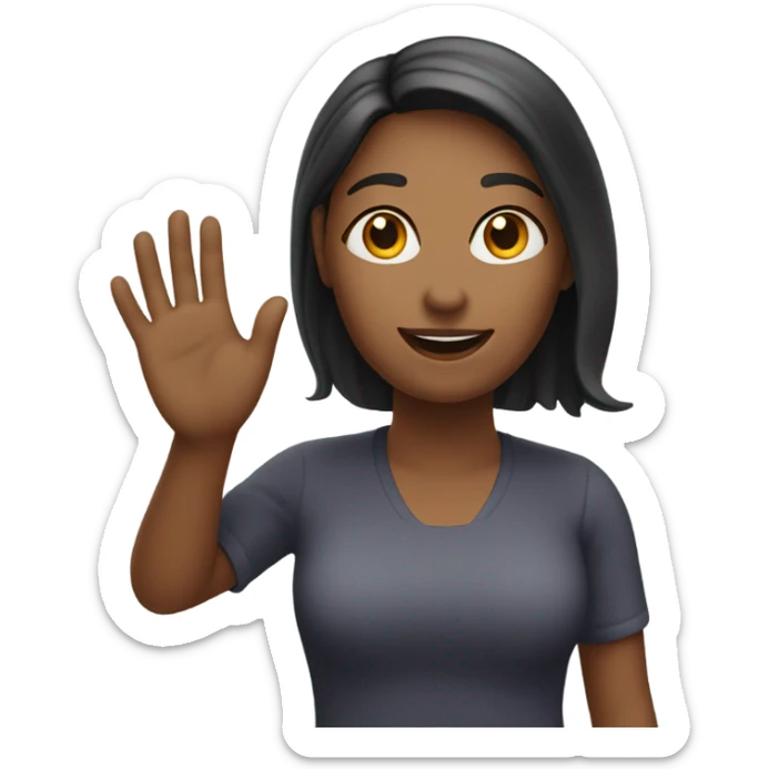 Create an emoji of a woman under 30 years old with a hand waving. sticker