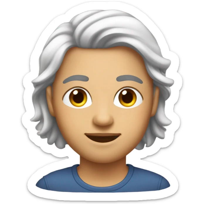 Quiero crear mi emoji personalizado, soy blanca, cabello castaño con reflejos, cejas un poco arqueadas, labios un poco delgado sticker