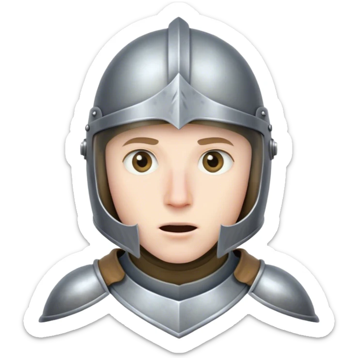 A knight  shocked with surprise his you can see his eye go throuth his helmet sticker
