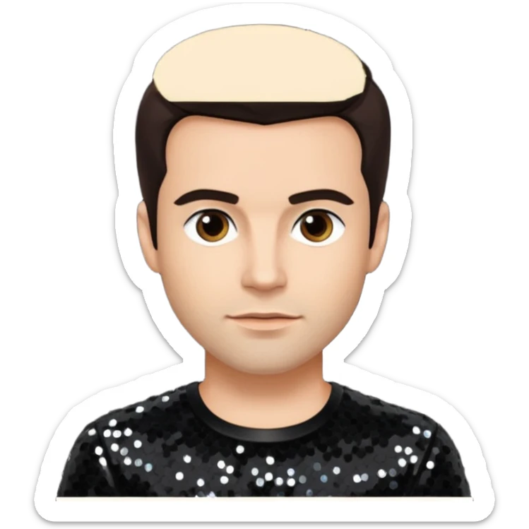 David Silveria from Korn with dark brown hair, light skin, black sequin outfit sticker