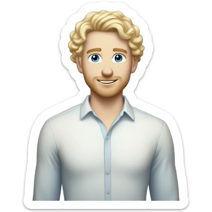 full body standing light curl blonde 30yo man blue eyed pale skin sticker