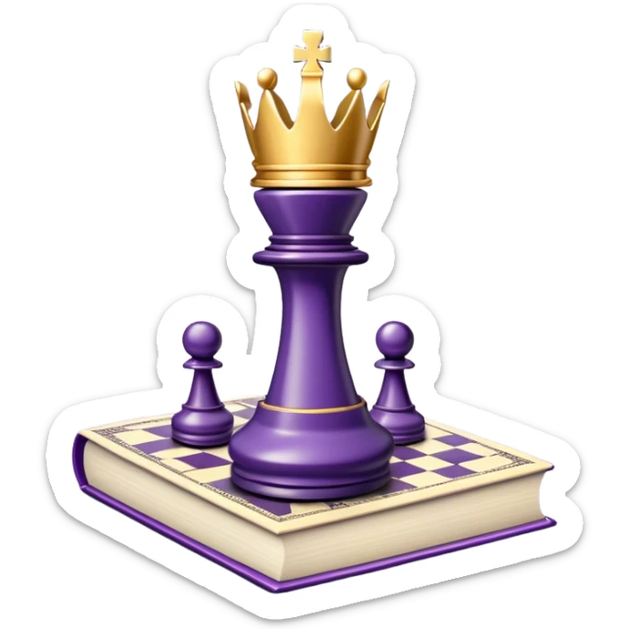 A gray book with royal purple details, gold lettering, and an embossed chess piece, dollar sign, or split path on the cover, radiating financial wisdom, strategic wealth-building, and mindset transformation. sticker