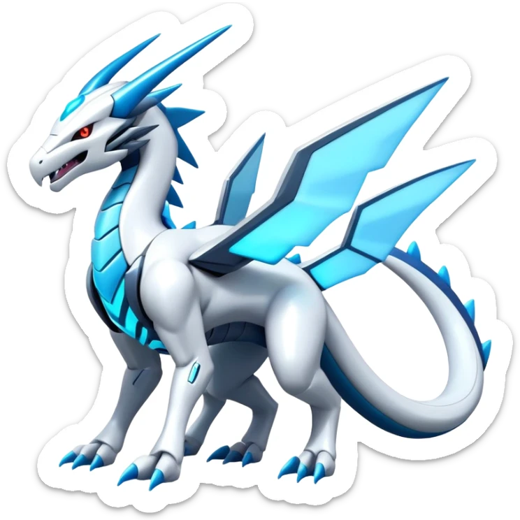 Futuristic Kyurem-reshiram-salamence-dialga-suicune-hybrid, full body sticker