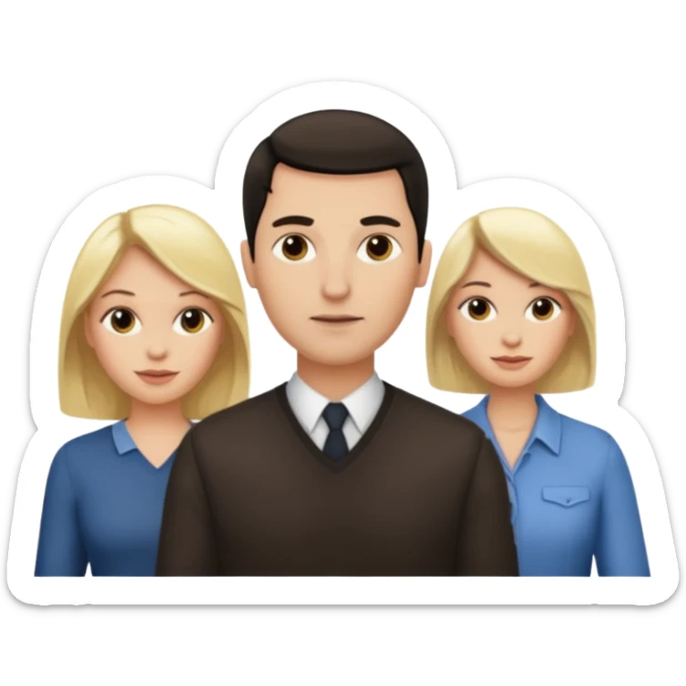 Two blonde women and a man with skin head and dark hair  sticker