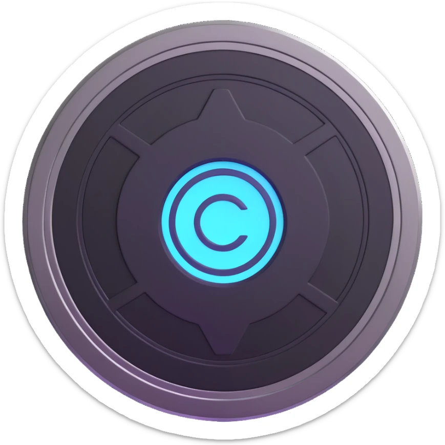 metallic futuristic $PORTAL crypto coin with a portal-like glow sticker
