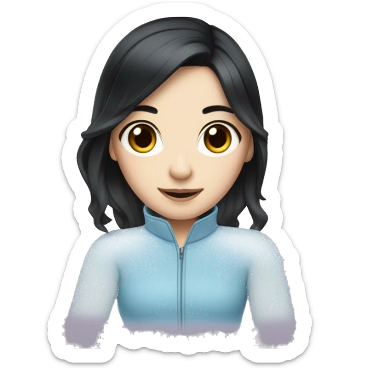 A girl ice skating with black hair and pale skin sticker