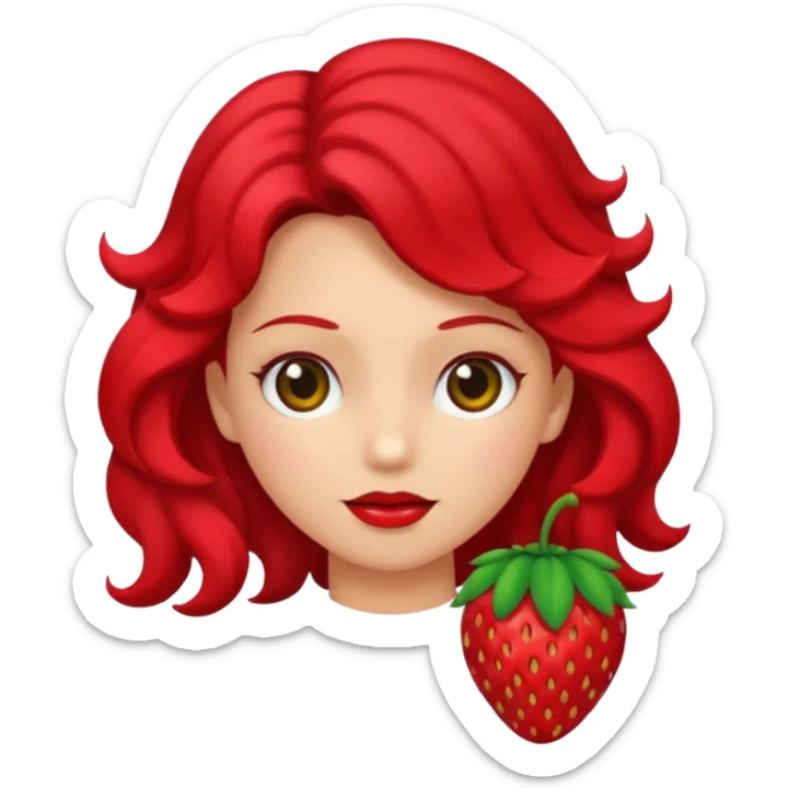 Una fresa con una cara enojada y con cabello de color verde sticker