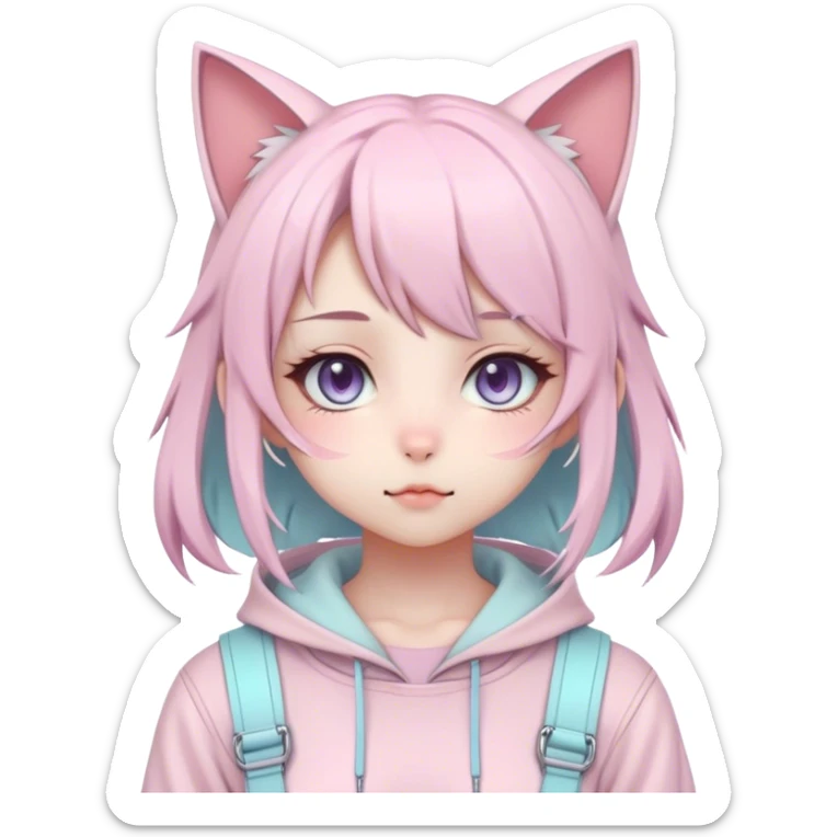 Edgy Cute Realistic Kawaii Cute Cool Pastel Cartoon Beautiful Elegant Pretty Anime Punk Techwear Gothic Catgirl sticker