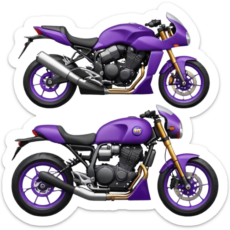 Créer un emoji copiable sur mon système iOS avec une moto mt07 noir mate nacré violet foncée. Mets une nuance intense de le violet foncée et le style de la mt07 doit être en roadster  sticker