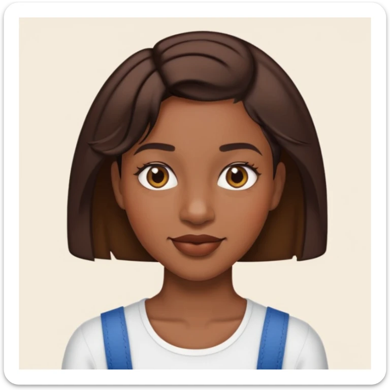 Black woman with short brown hair in a side part with braces  sticker