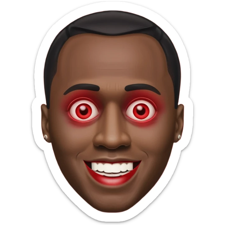 Sean Diddy Combs with red laser eyes and a very creepy, wide smile with the text “GOOD. NIGHT.” sticker