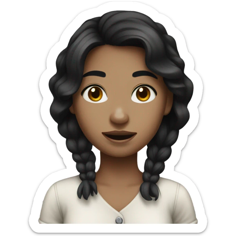 Farm girl with black hair and white skin sticker