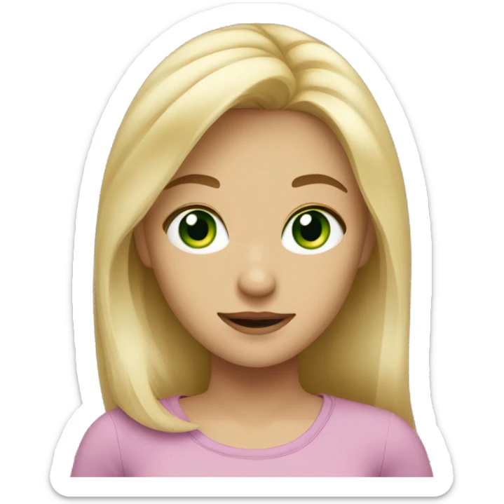 A girl with blond hair, green eyes and some freackles sticker