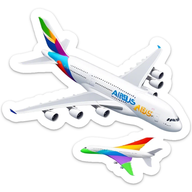 Airbus A380 - Airbus (Model Year: 2021) (Iconic colour: White with colorful tail) sticker