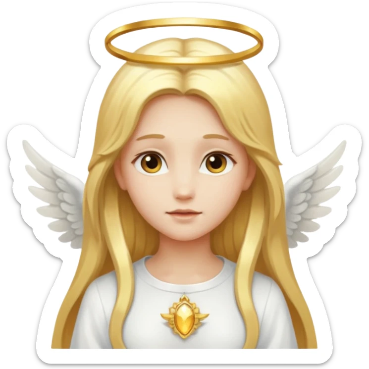 Angel with long golden hair and white wings sticker