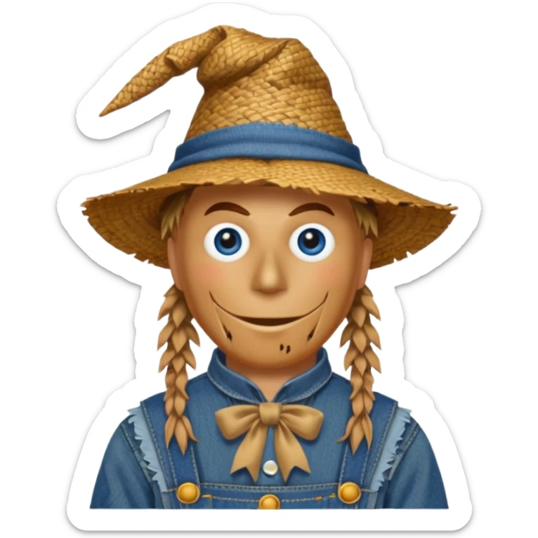 Scarecrow from the Wizard of Oz with dark blue eyes and outfit sticker