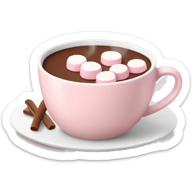 Light Pink mug of hot chocolate with marshmallows  sticker