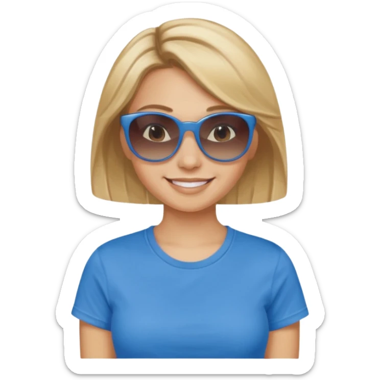 darkest blonde with highlights in blue cute t-shirt and sunglasses  sticker