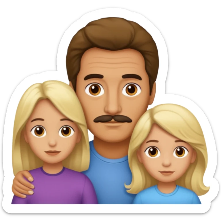 Papá CALVO moreno, hija rizada con pelo largo  y mamá rubia con pelo lacio  pero que NO se abracen sticker