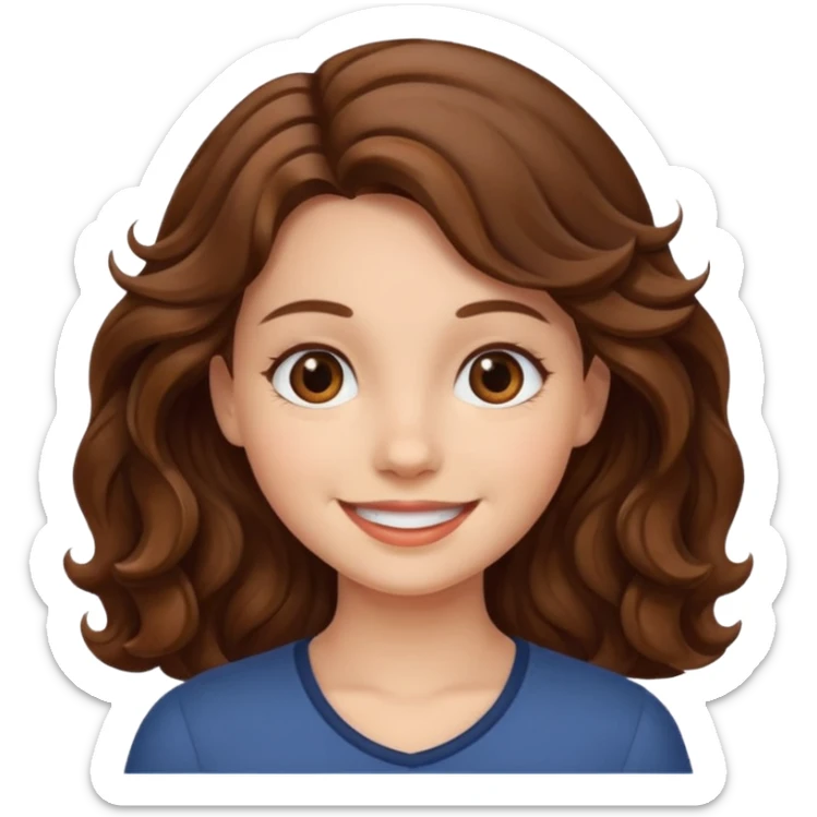 A girl with fair skin and wavy brown hair. sticker