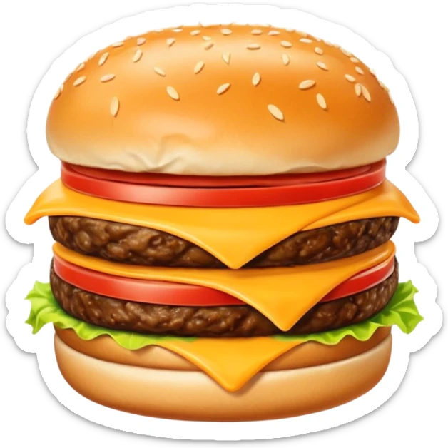 change the perspective angle to 5–20° gentle bird’s-eye angle of these chees burgur  sticker