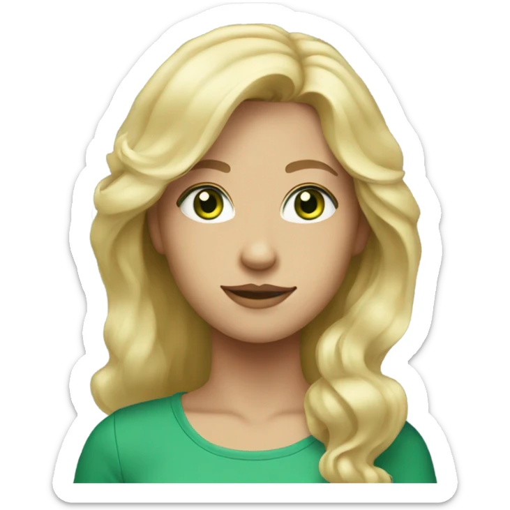 Blonde with green eyes and slightly wavy hair sticker