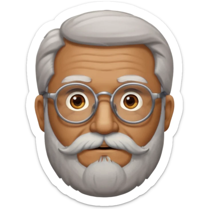  portrait of old man with big, scruffy beard wearing glasses sticker