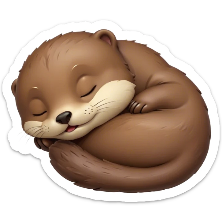 Meme-Worthy Cute Sleeping Otter Portrait Emoji, Head resting peacefully with a contented smile, showcasing a sleek, streamlined build and a luxuriously soft brown Fur, eyes shut in a serene, restful nap, Simplified yet hilariously adorable features, highly detailed, glowing with a soft, drowsy light, high shine, relaxed and utterly lovable, stylized with an air of playful laziness, bright and heartwarming, soft glowing outline, capturing the essence of a comically sleepy otter, so meme-worthy it feels like it could instantly become the next viral sensation of adorable slumber! sticker