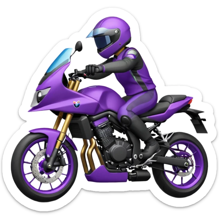 Créer un emoji copiable sur mon système iOS avec une moto mt07 noir mate / violet plus foncé que tu as et iridescent. le style de la mt07 doit être en sport. sticker