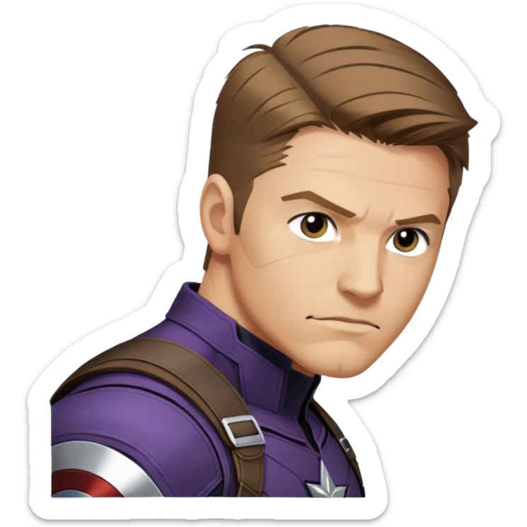 hawkeye clint barton portrait marvel, brown hair from captain america: civil war sticker
